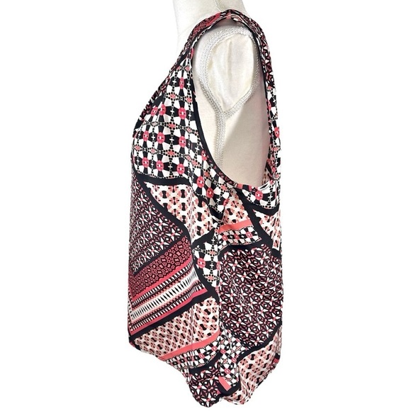 🌸Christopher & Banks- Pink/Black Pattern Flowy Sheer Tank Top Blouse- Size XL - Picture 5 of 8